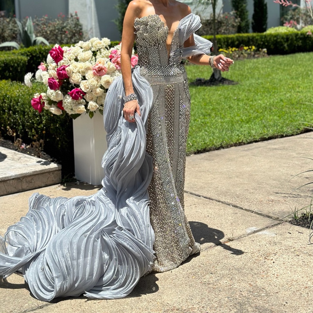Elegant Silver and Gold Gown